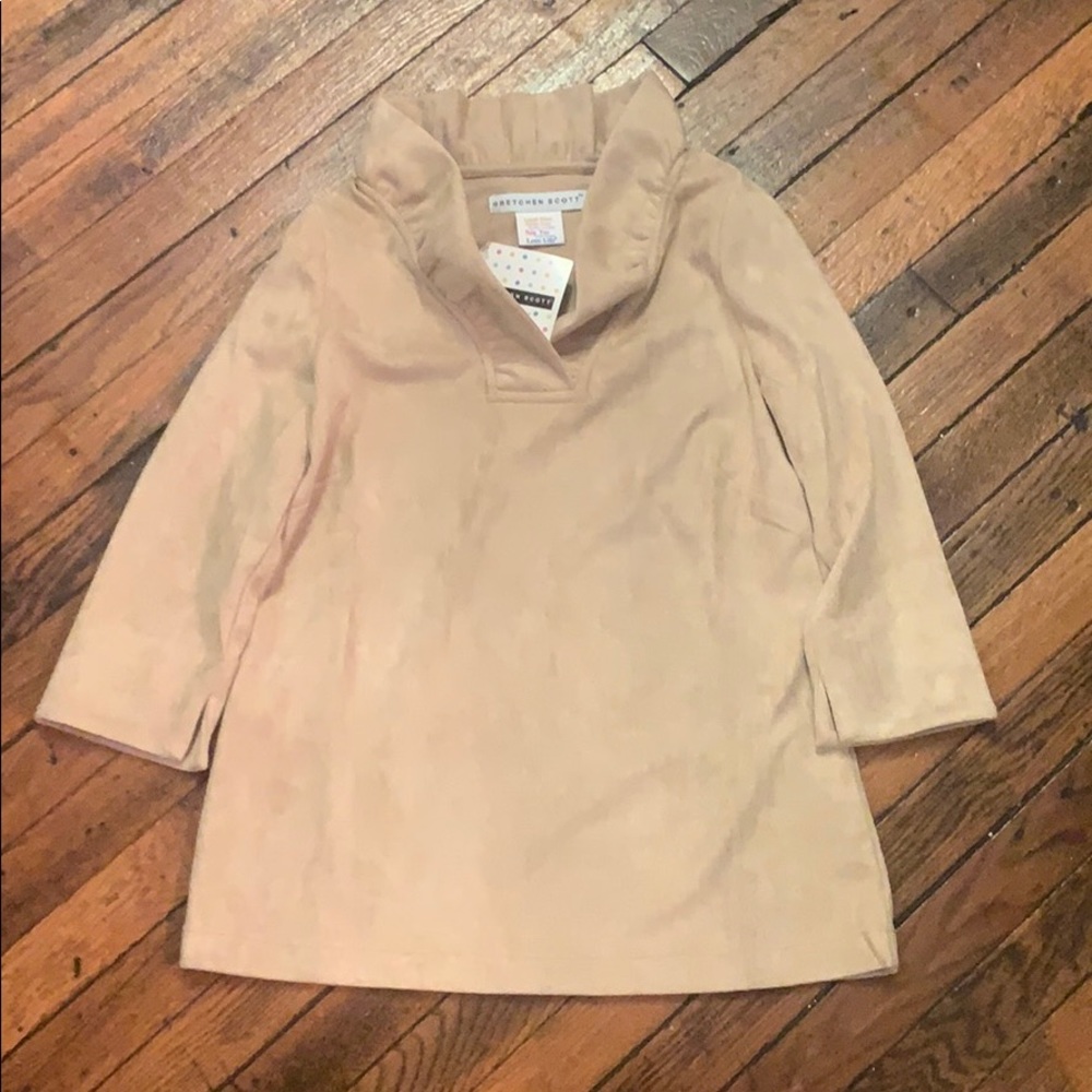 Gretchen Scott Suede 2/4 sleeve ruff neck top